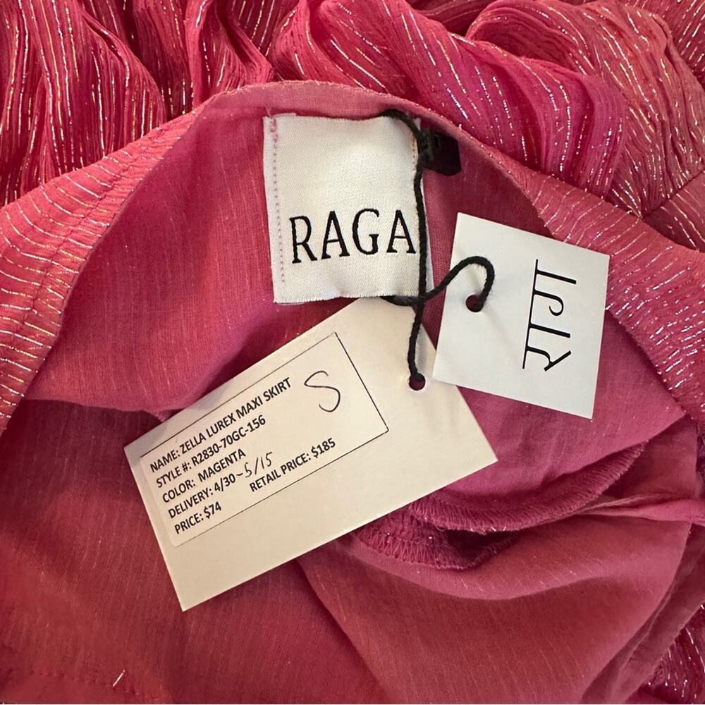 Raga Zella Lurex Maxi Skirt Size S NWT Pink Metallic Boho Resort Romantic - Picture 8 of 13